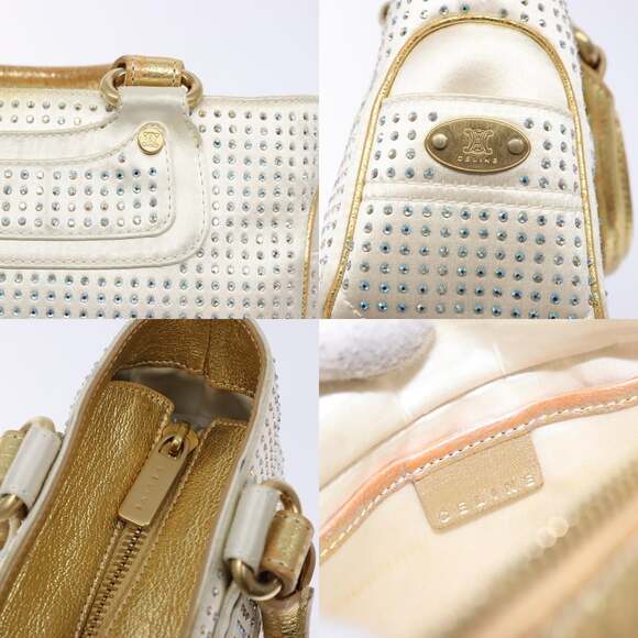 CELINE Hand Bag Leather Silver Gold - Picture 11 of 13